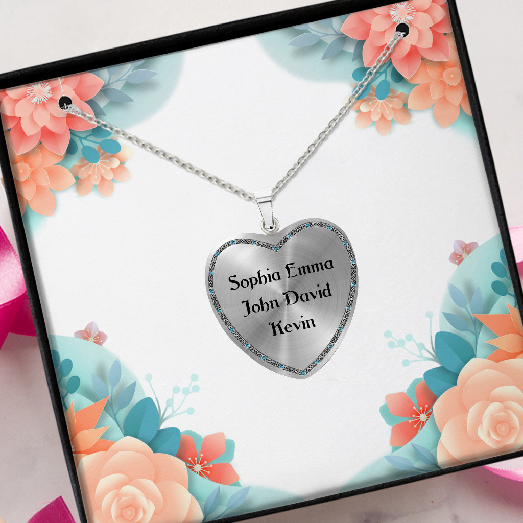 To The Moon And Back - Gift for grandma, mom, aunt - Personalized Heart Pendant Necklace