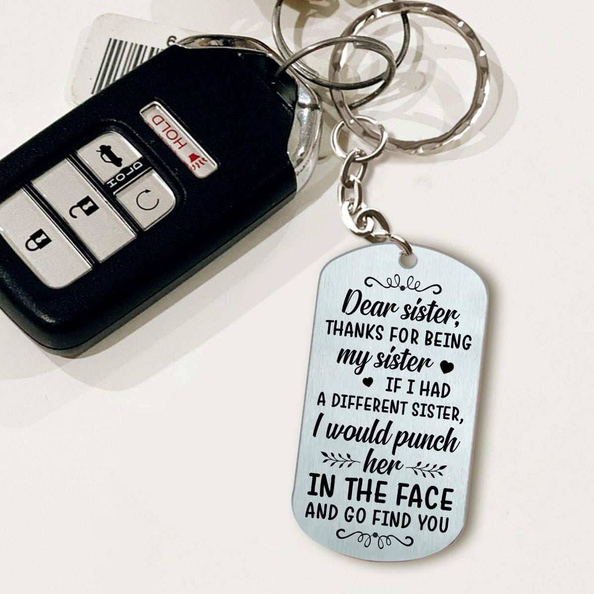 Disover Dear Sister - Personalized Bestie Stainless Steel Keychain