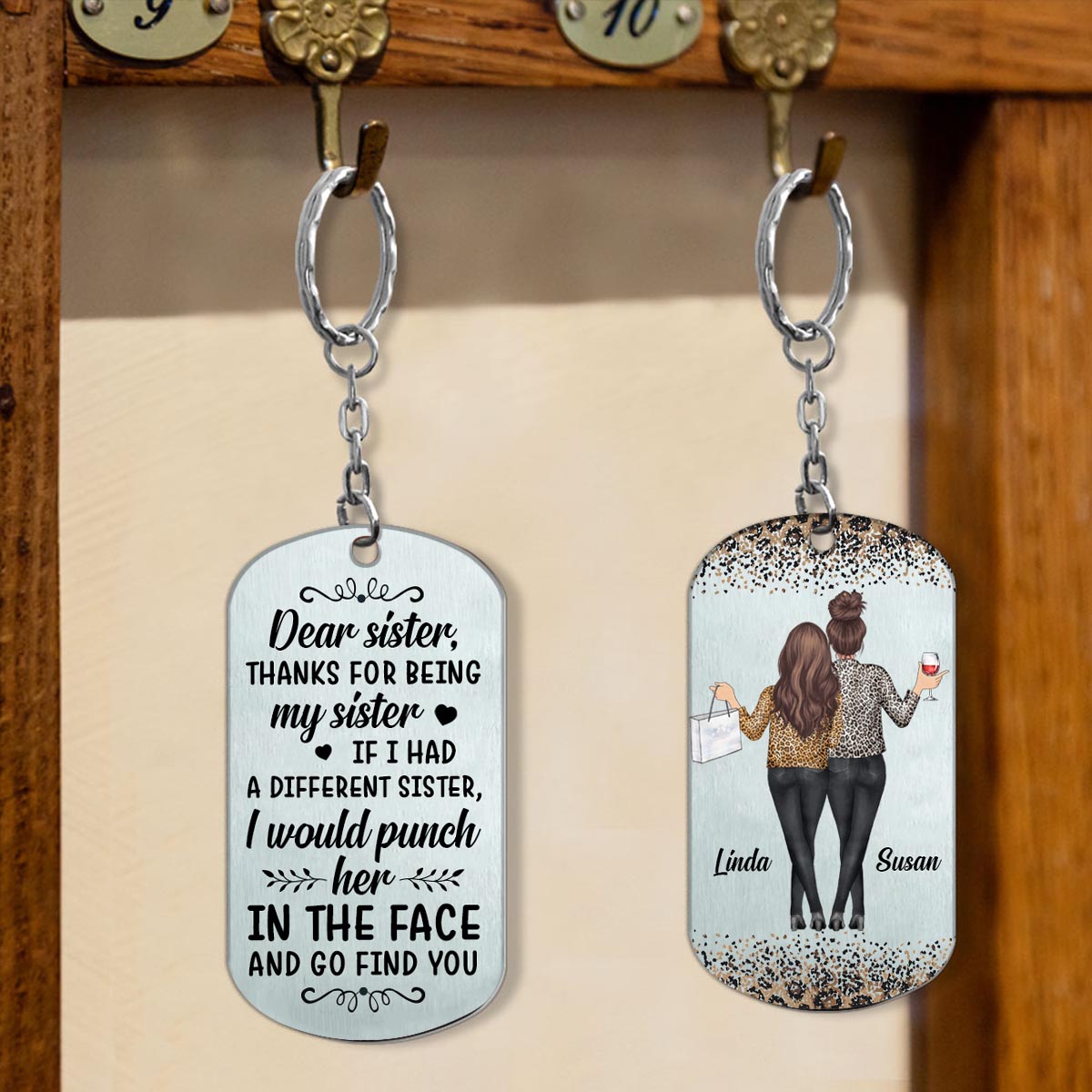 Disover Dear Sister - Personalized Bestie Stainless Steel Keychain