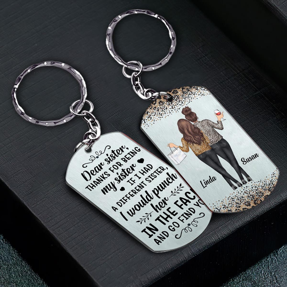 Discover Dear Sister - Personalized Bestie Stainless Steel Keychain