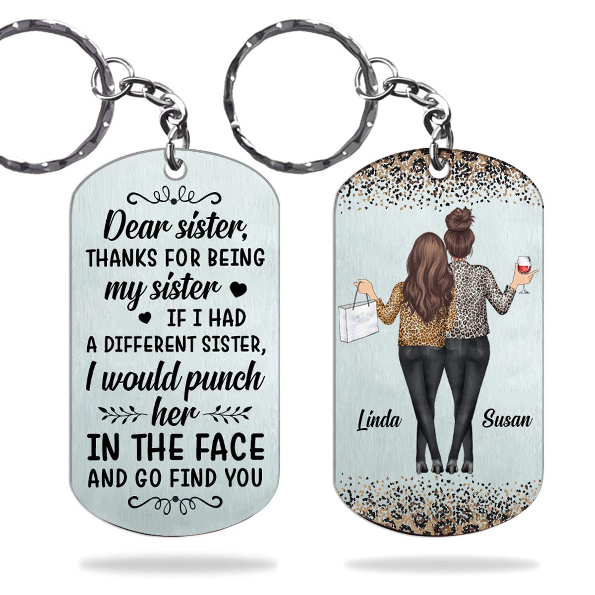 Dear Sister - Personalized Bestie Stainless Steel Keychain