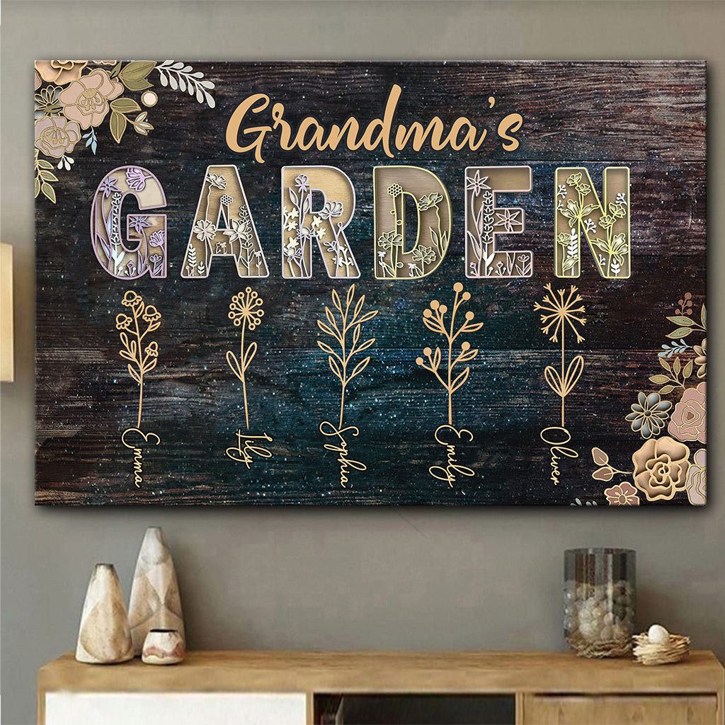 Grandma's Garden - Gift for grandma, mom - Personalized Canvas And Poster