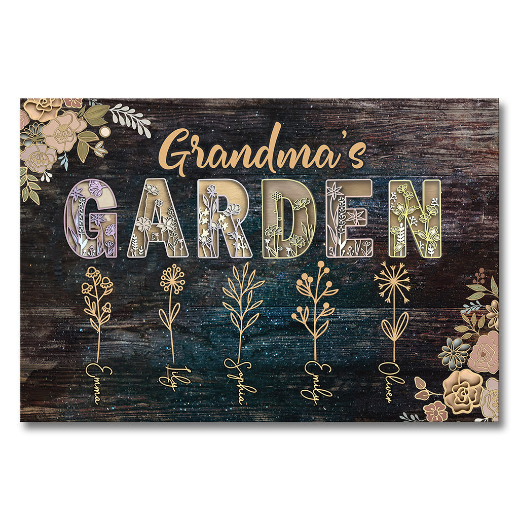 Grandma's Garden - Gift for grandma, mom - Personalized Canvas And Poster