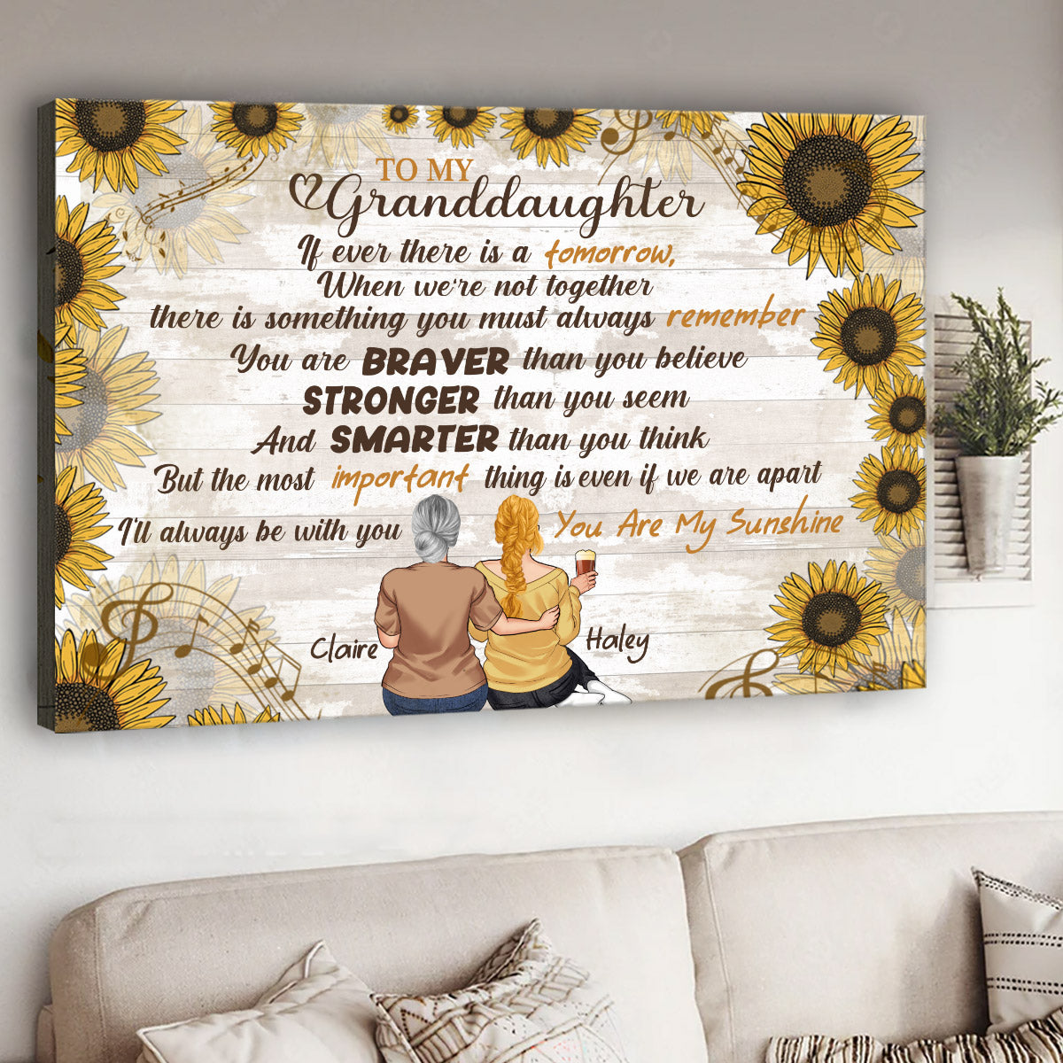 To My Granddaughter - Personalized Mother's Day Grandma Canvas