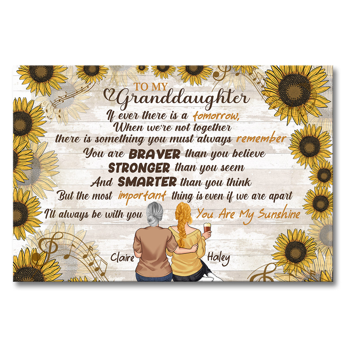 To My Granddaughter - Personalized Mother's Day Grandma Canvas And Poster