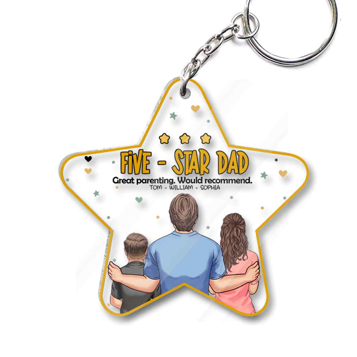 Five-Star Dad - Personalized Father Transparent Keychain