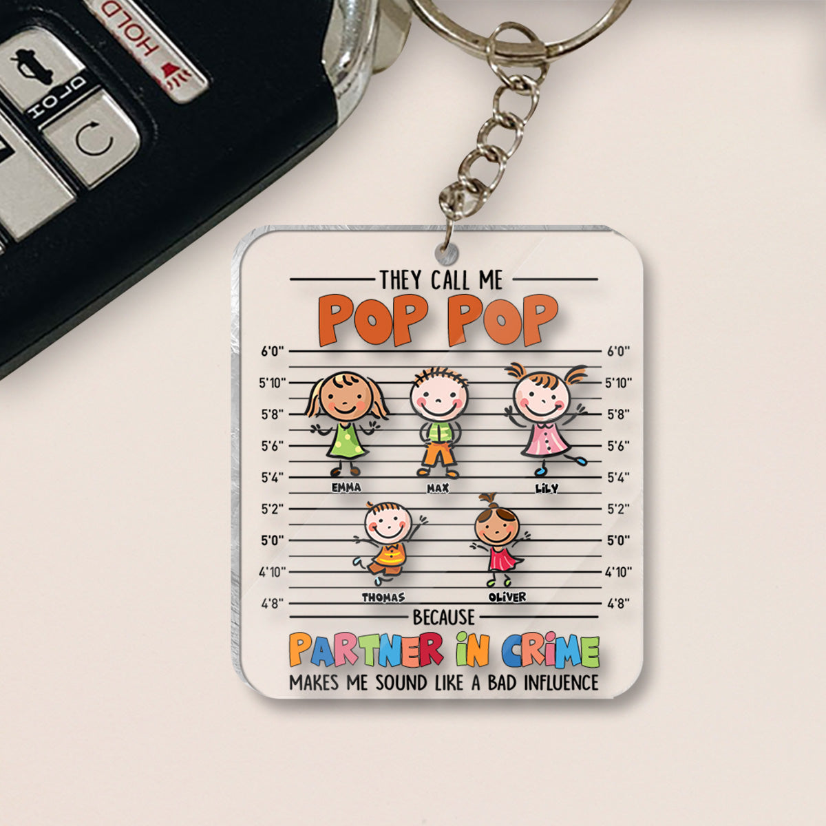 Partner In Crime - Gift for grandpa, grandma, mom, dad, uncle, aunt, brother, sister - Personalized Keychain