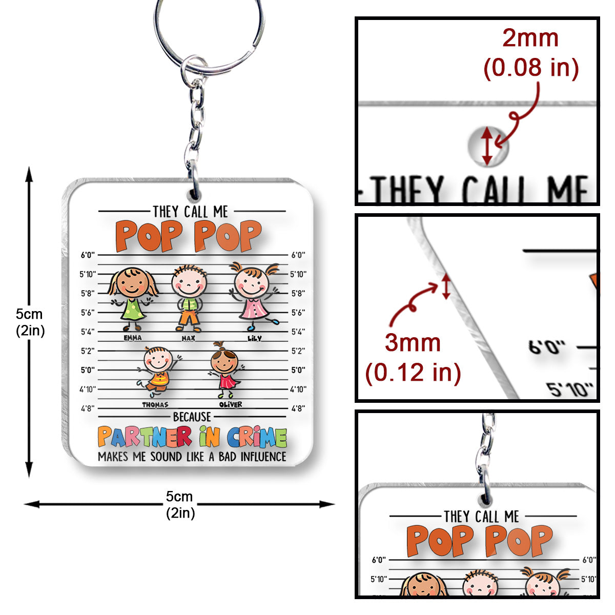 Partner In Crime - Gift for grandpa, grandma, mom, dad, uncle, aunt, brother, sister - Personalized Keychain