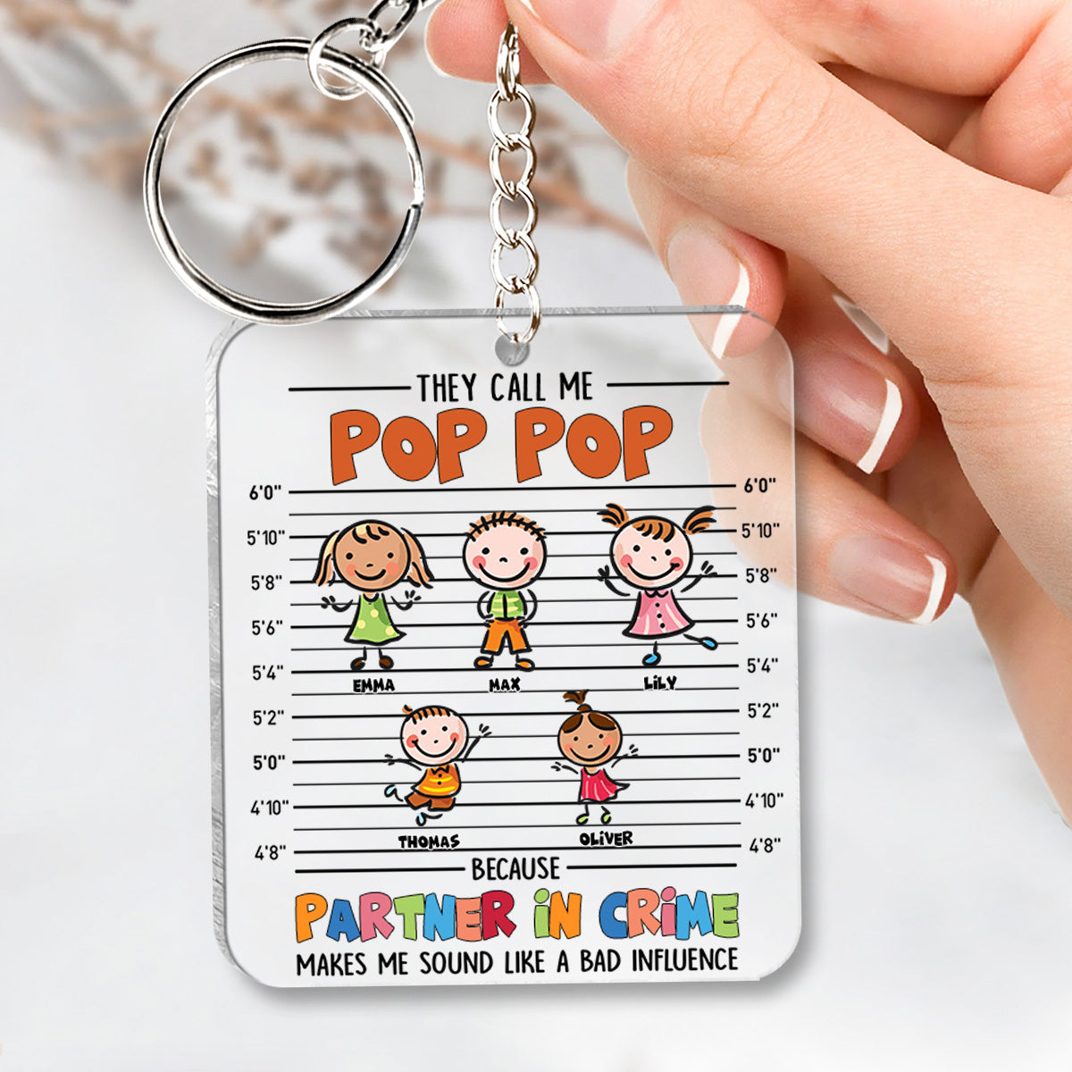 Partner In Crime - Gift for grandpa, grandma, mom, dad, uncle, aunt, brother, sister - Personalized Keychain