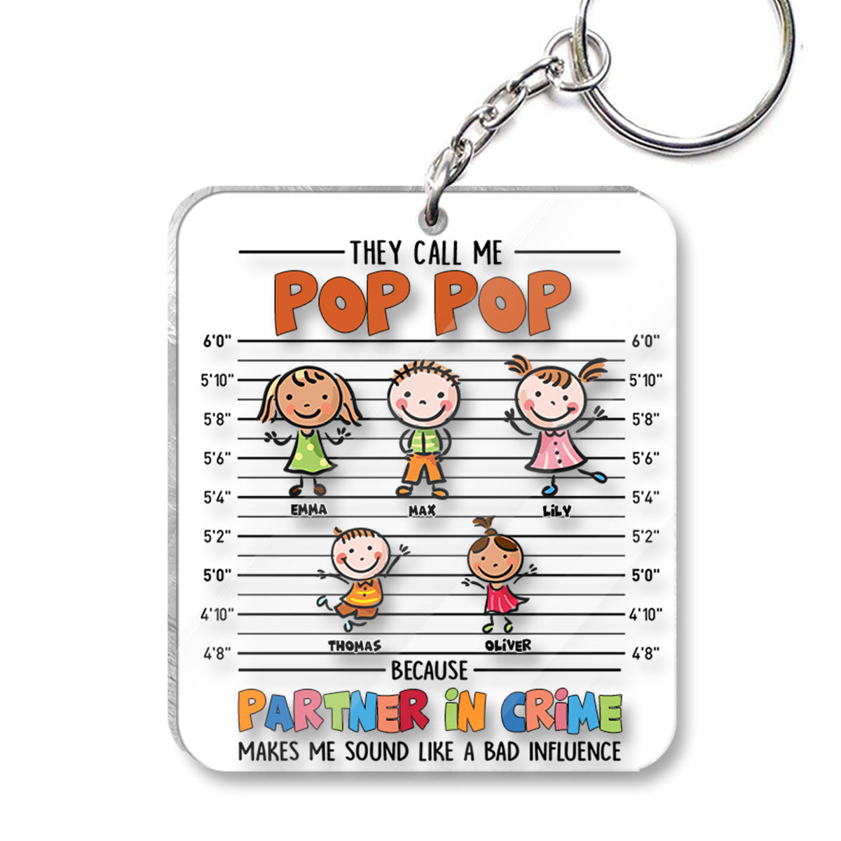 Partner In Crime - Gift for grandpa, grandma, mom, dad, uncle, aunt, brother, sister - Personalized Keychain