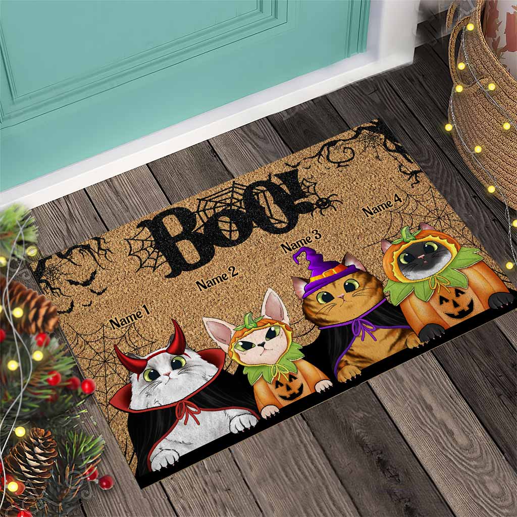 Boo Halloween - Cat Personalized Doormat