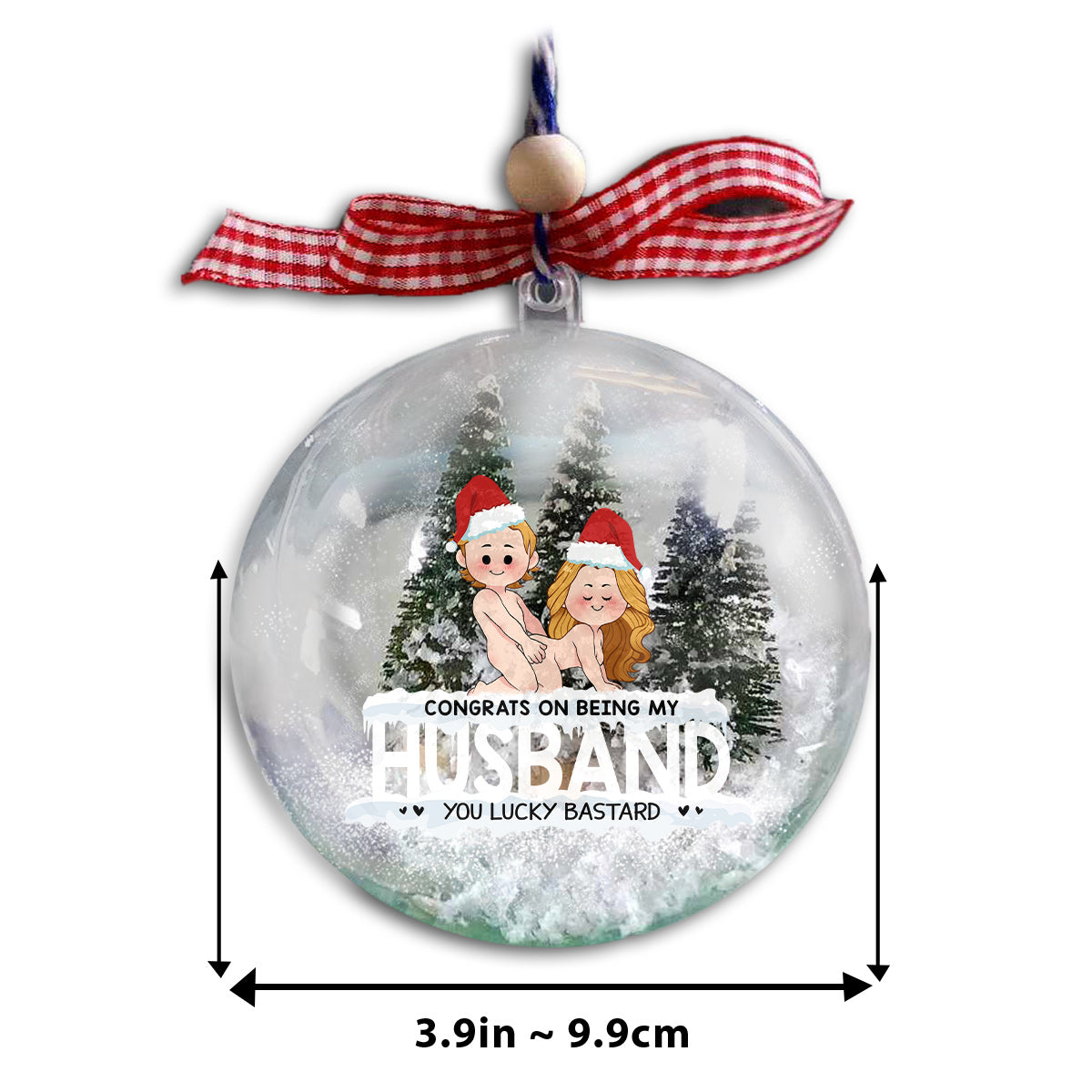 You Lucky Bastard - gift for boyfriend, girlfriend - Personalized Snow Globe Ornament