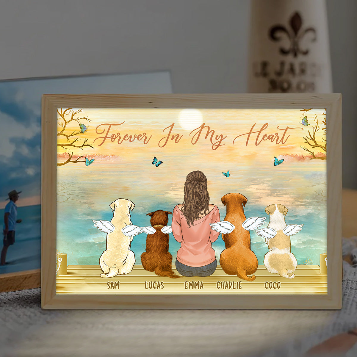 Forever In My Heart - Personalized Dog Light Photo Frame