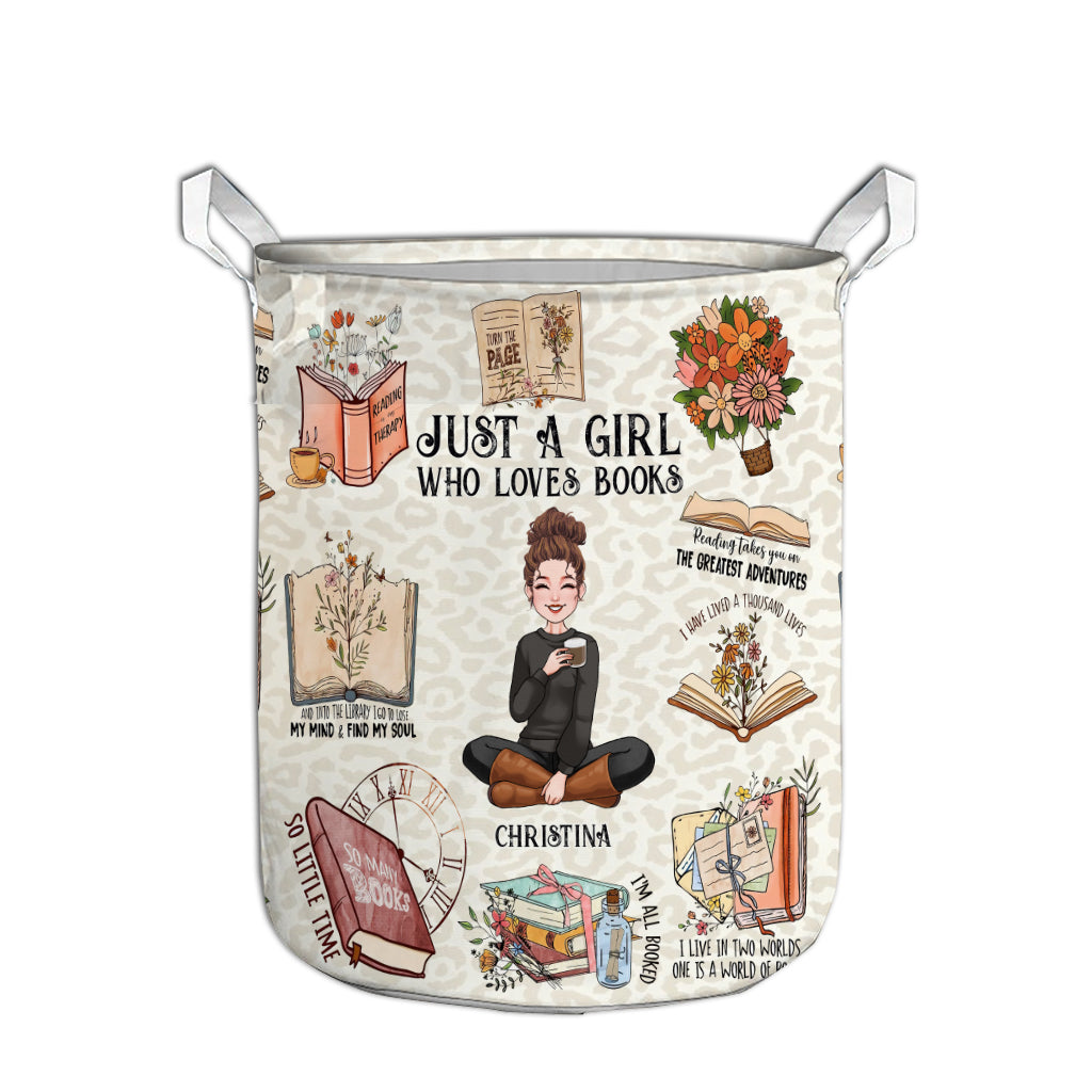 Just A Girl Who Loves Books - Personalized Book Laundry Basket