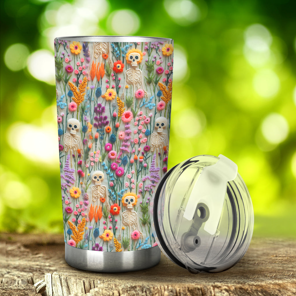 Floral Skeleton - Personalized Skull Tumbler