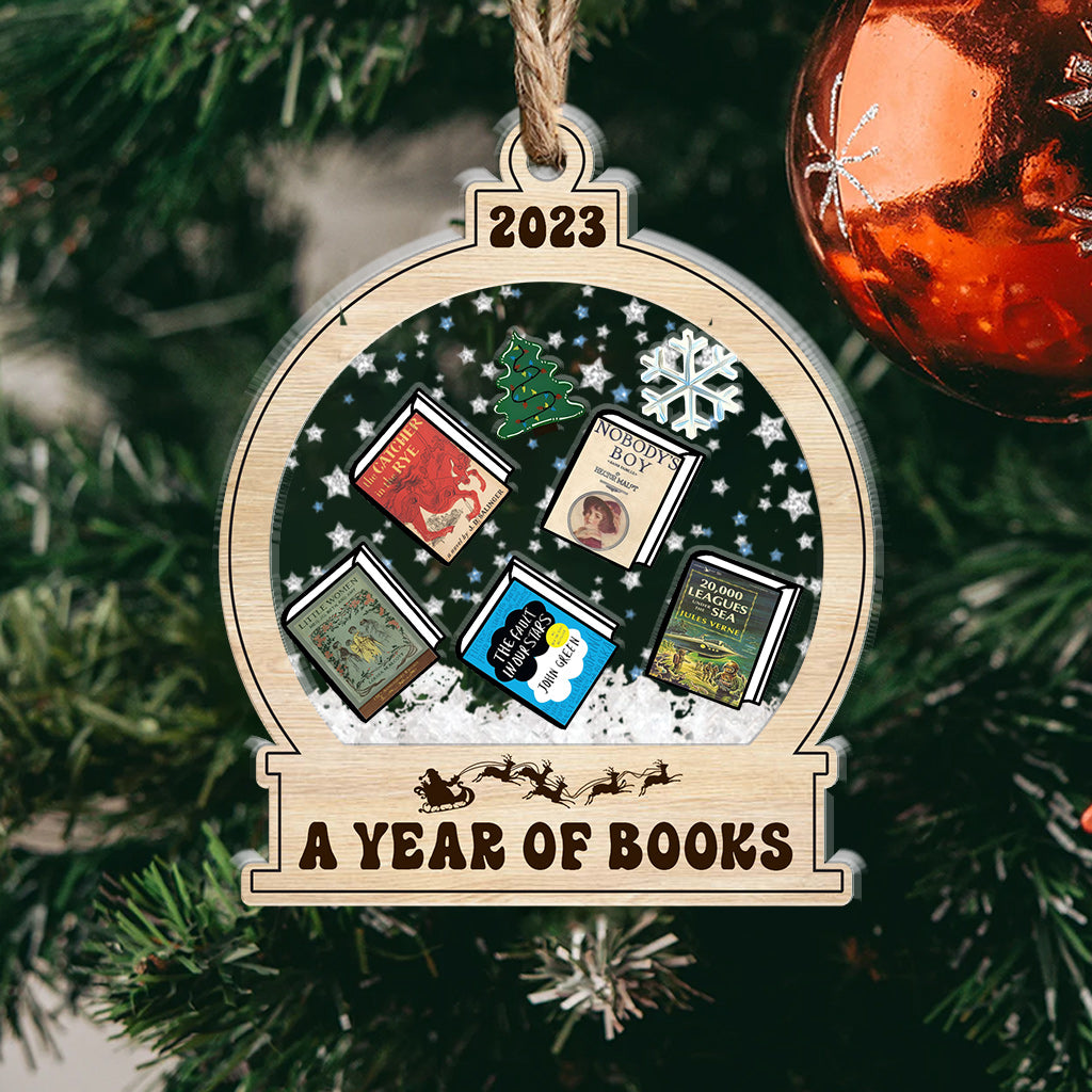 A Year Of Books - Personalized Book 3 Layered Shaker Ornament