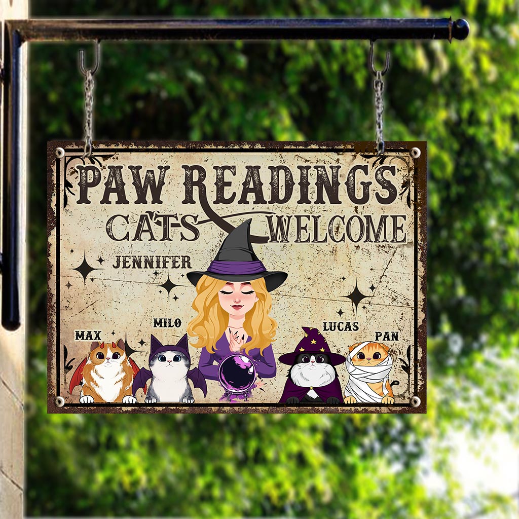 Paws Reading - Personalized Witch Rectangle Metal Sign