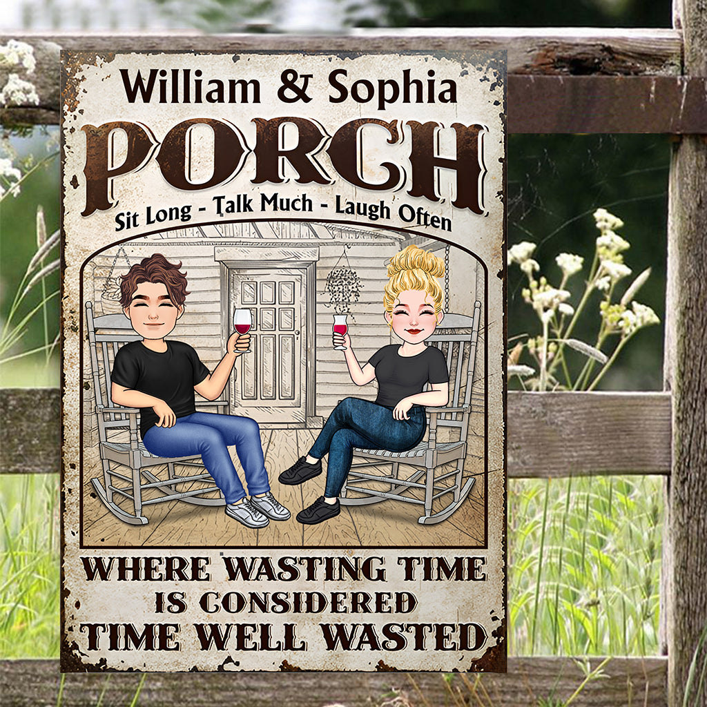 Time Well Wasted - Personalized Backyard Rectangle Metal Sign