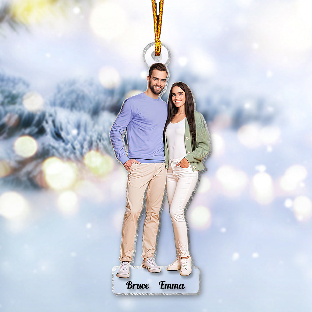 Custom Cartoonize Chibi Photo - Personalized Couple Transparent Ornament