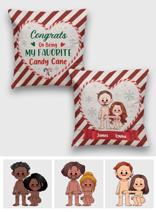 Congrats On Being My Favorite Candy Cane - gift for husband, wife, boyfriend, girlfriend - Personalized Throw Pillow