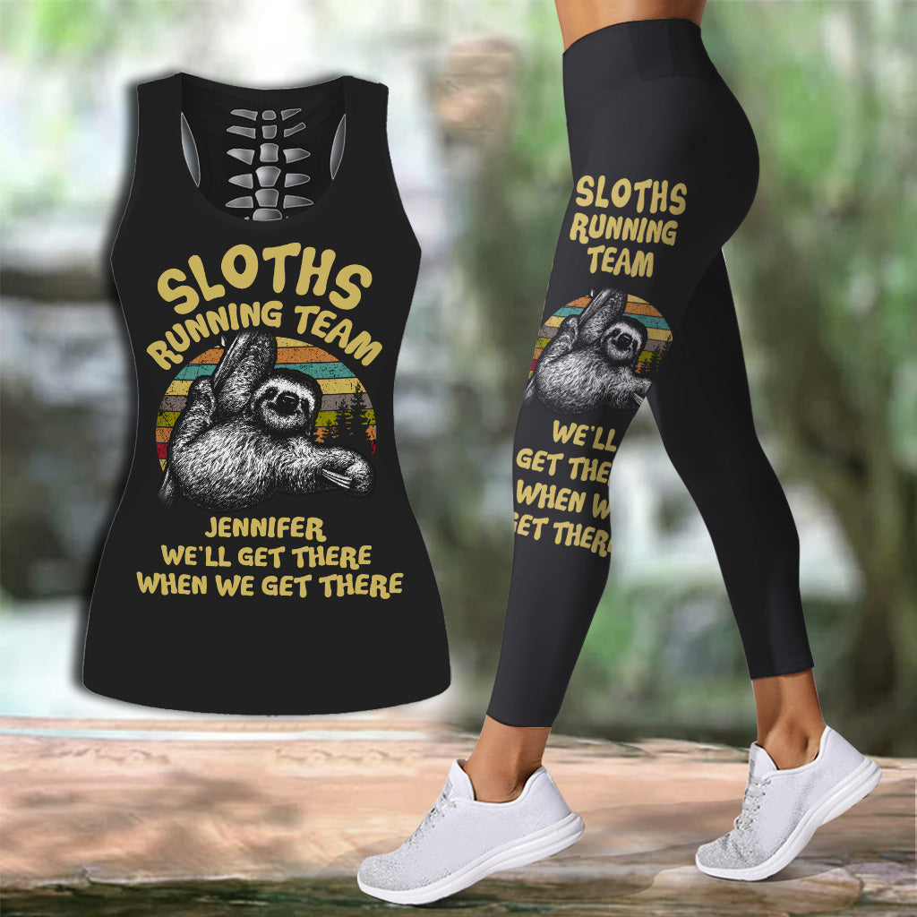 Discover Sloths Running Team - Personalized Running Hollow Tank Top and Leggings