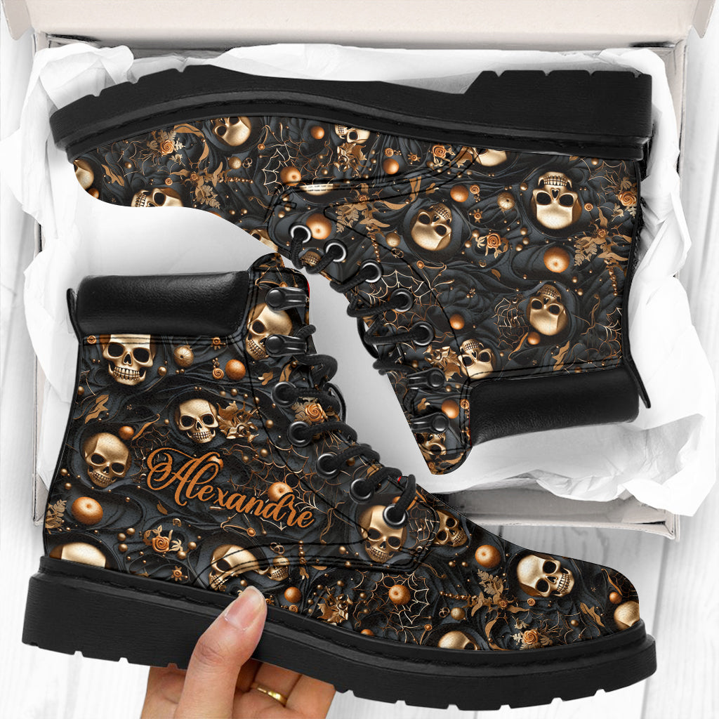 Gold Skull - Personalized Skull All Season Boots