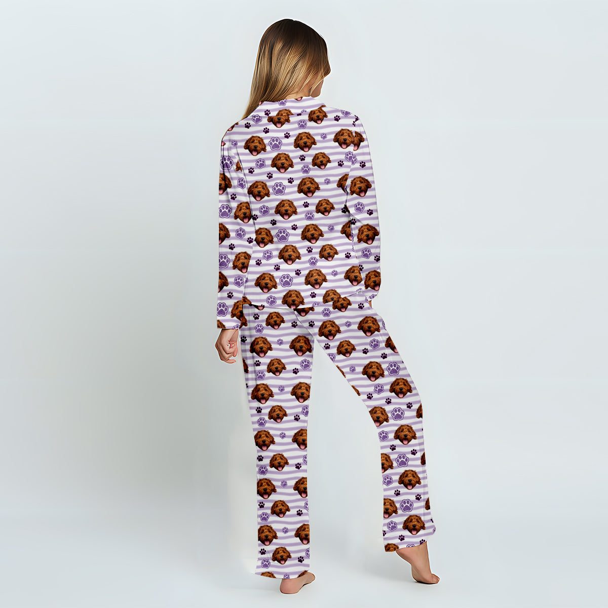 Dog Mom Vibes - Personalized Dog Button Down Pajamas