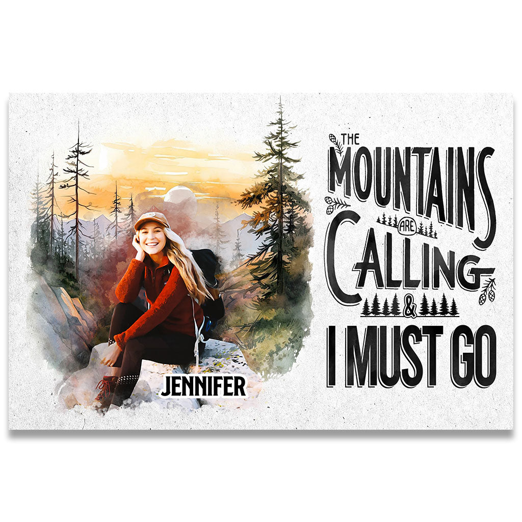 The Mountain Is Calling - Personalized Hiking Doormat