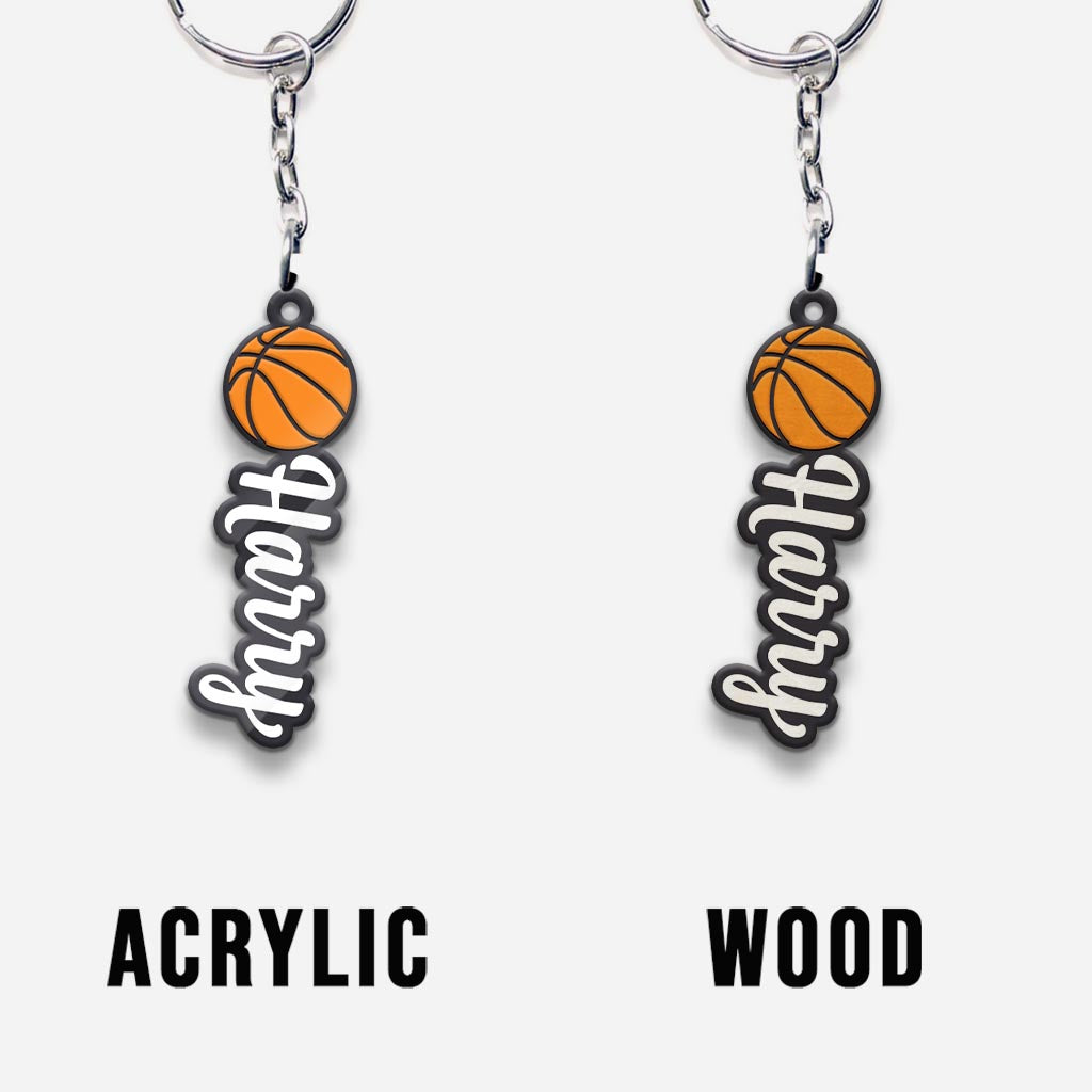 Basketball Name Tag - Personalized Basketball Keychain