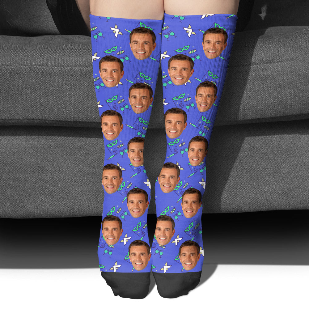 Custom Face Party Pattern - Personalized Uncle Socks