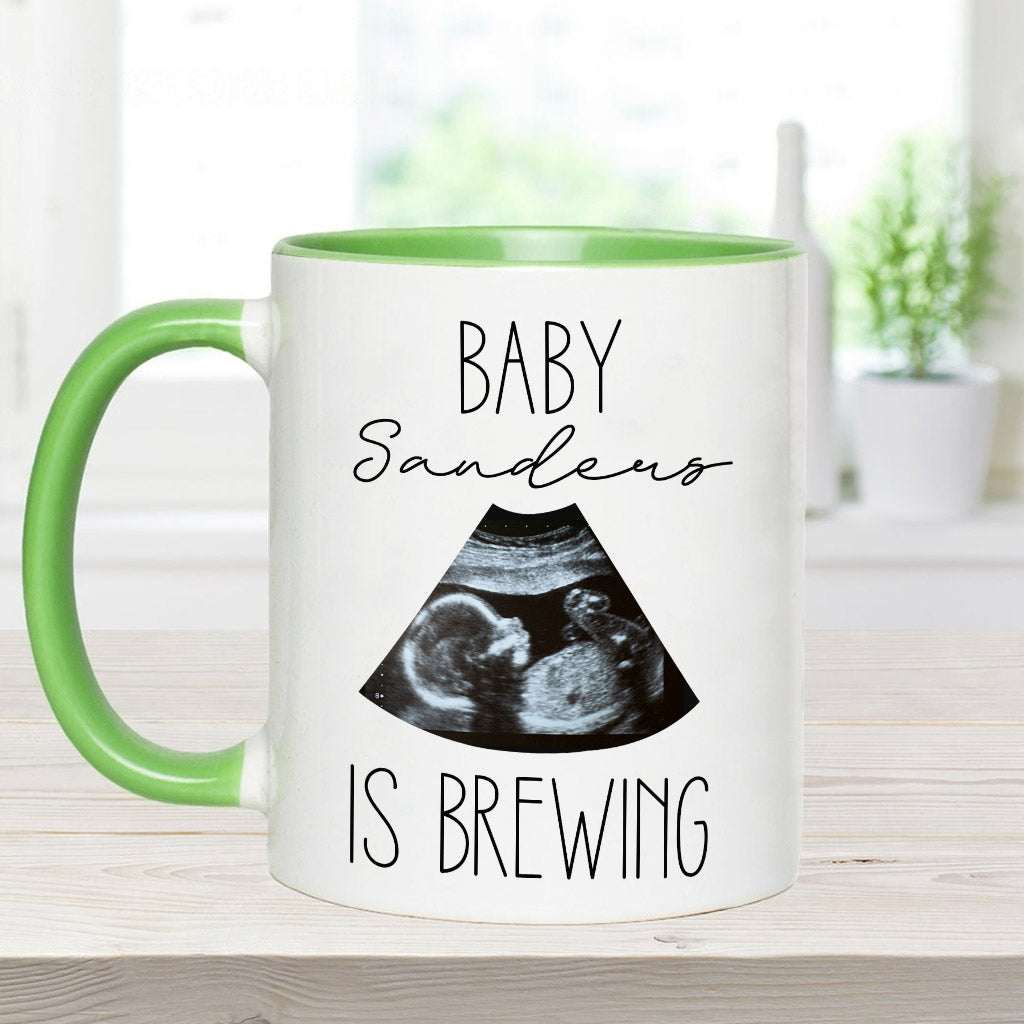 Baby Is Brewing Baby Ultrasound Photo - Pregnancy gift for wife - Personalized Accent Mug