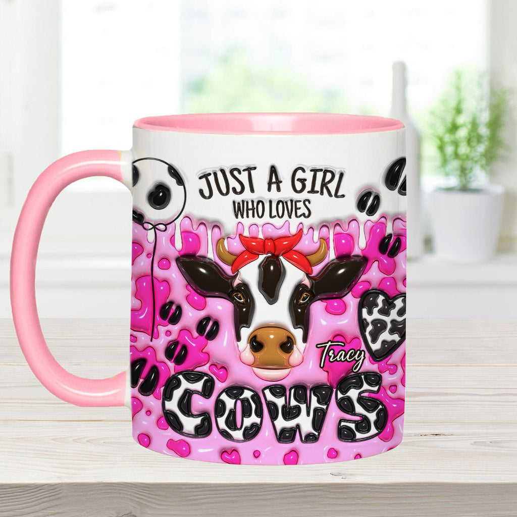 Just A Girl Who Loves Cow - Personalized Cow Accent Mug