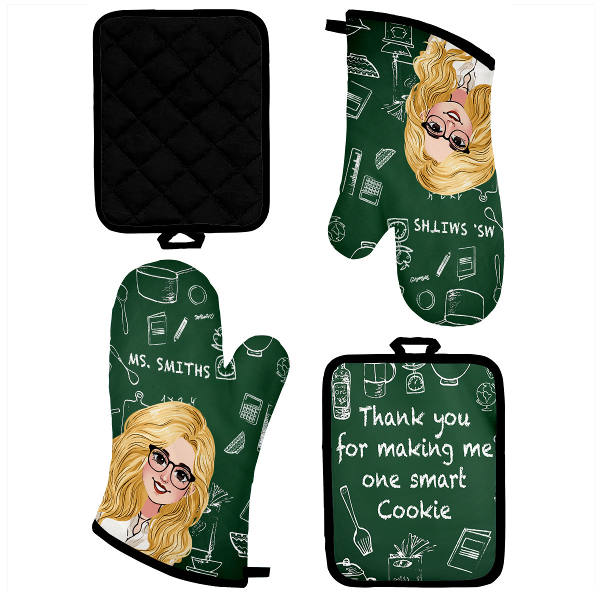 How Sweet It Is To Be Taught By You - Personalized Teacher Oven Mitts & Pot Holder Set