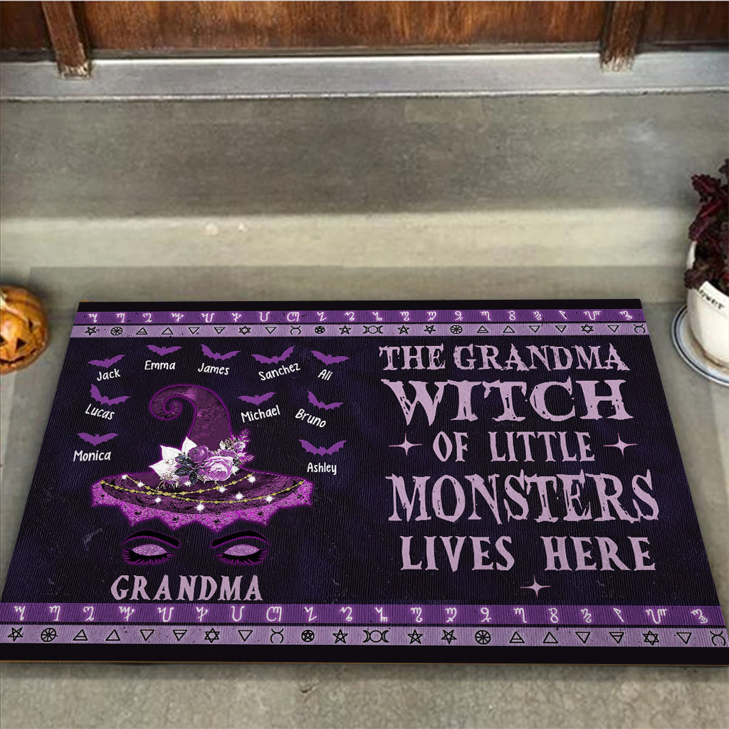 Discover The Grandma Witch of Little Monsters Lives Here - Personalized Grandma Doormat