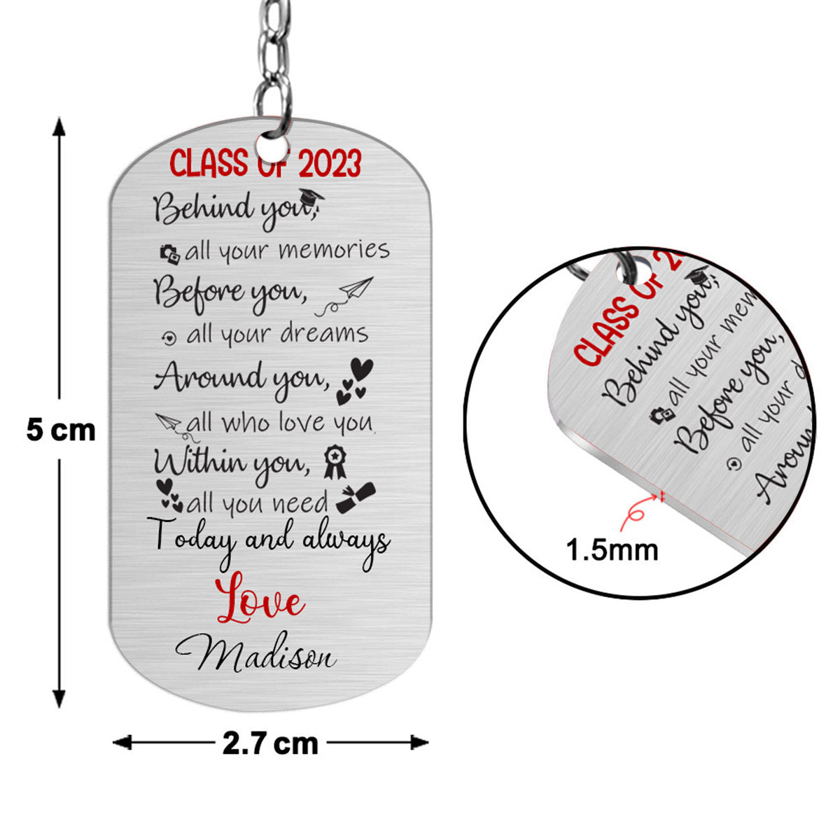 Disover Class Of 2023 - Personalized Graduation Stainless Steel Keychain