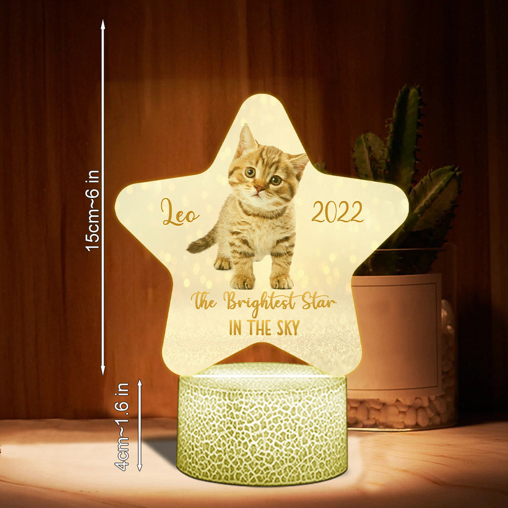 The Brightest Star In The Sky - Cat gift for who lose cat - Personalized Shaped Plaque Light Base