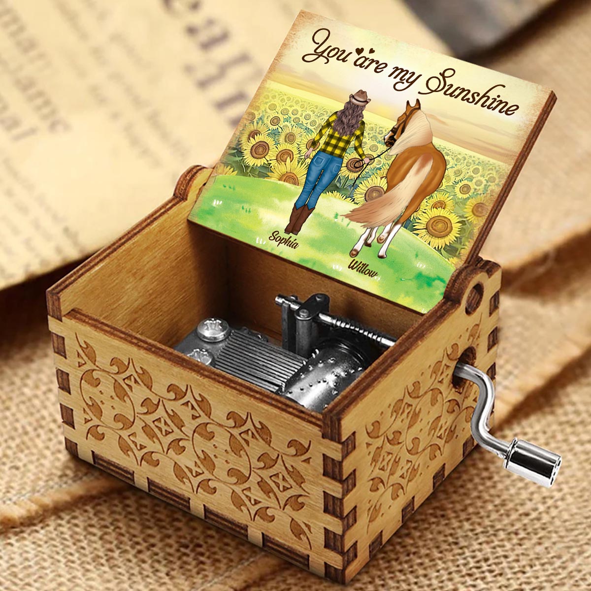 You're My Sunshine - Personalized Horse Hand Crank Music Box