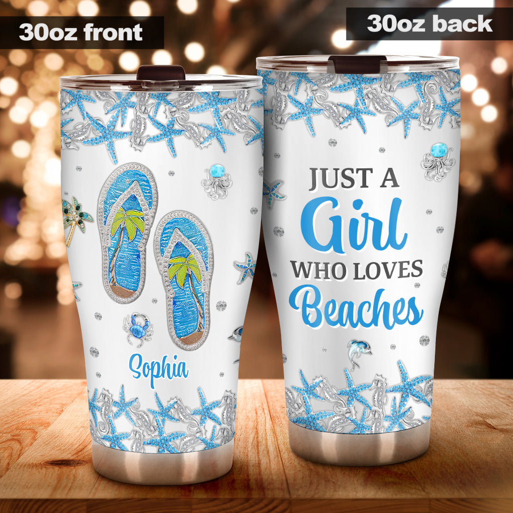 Just A Girl - Personalized Sea Lover Tumbler