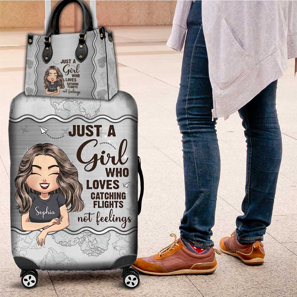 Just A Girl - Personalized Travelling Leather Handbag & Luggage Cover