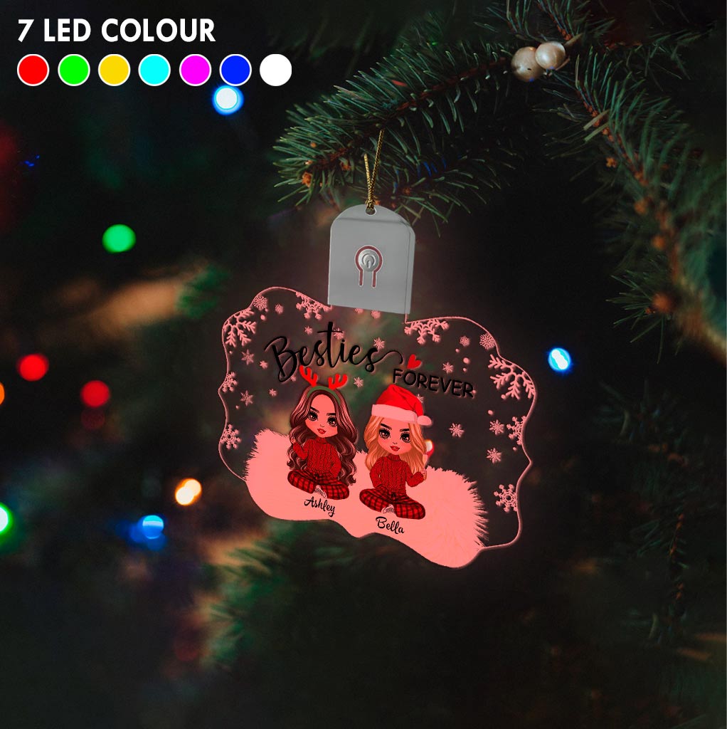 Besties Forever - Personalized Christmas Bestie Shaped Led Acrylic Ornament