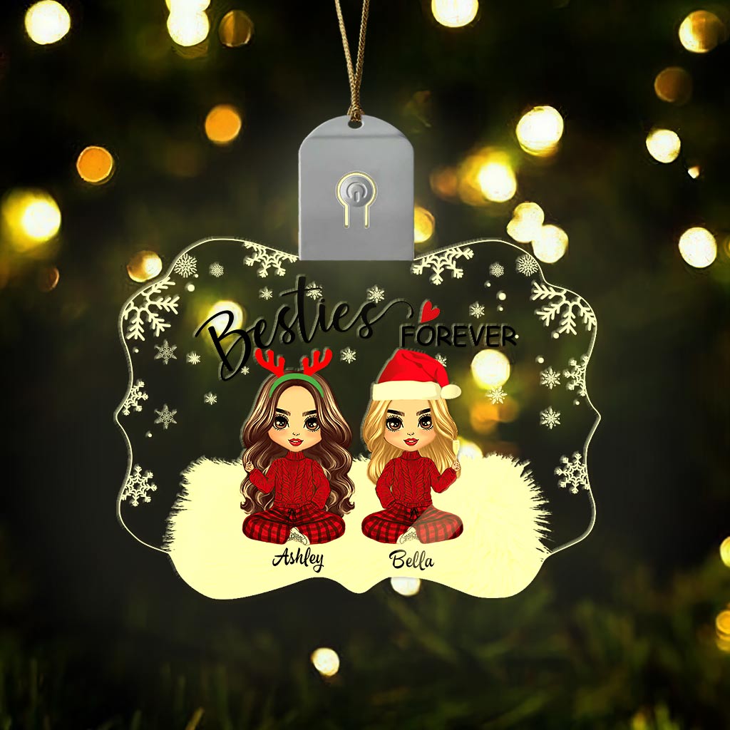 Besties Forever - Personalized Christmas Bestie Shaped Led Acrylic Ornament