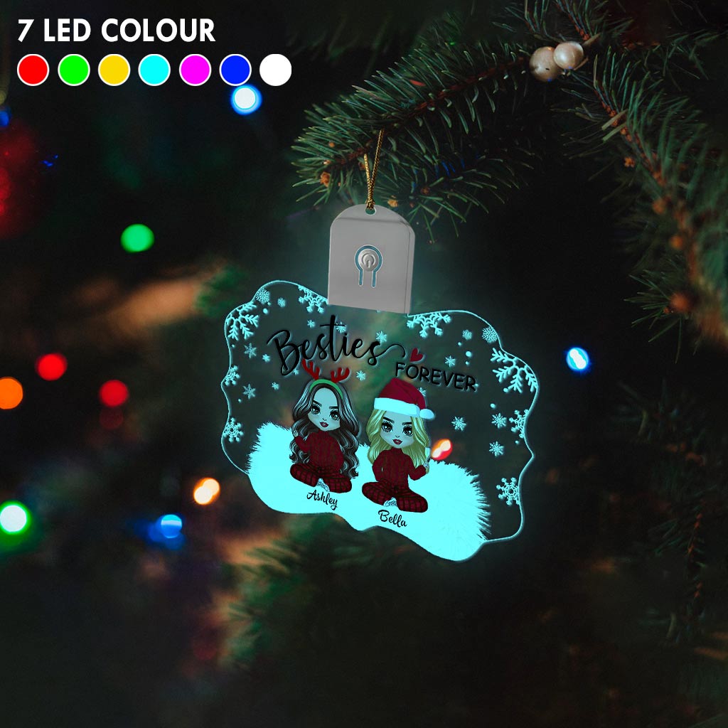 Besties Forever - Personalized Christmas Bestie Shaped Led Acrylic Ornament