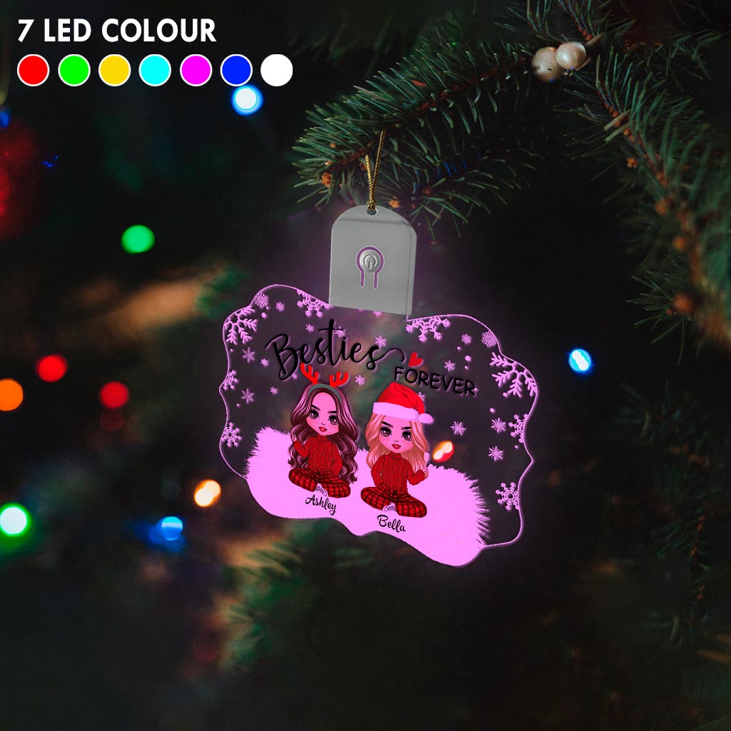 Besties Forever - Personalized Christmas Bestie Shaped Led Acrylic Ornament