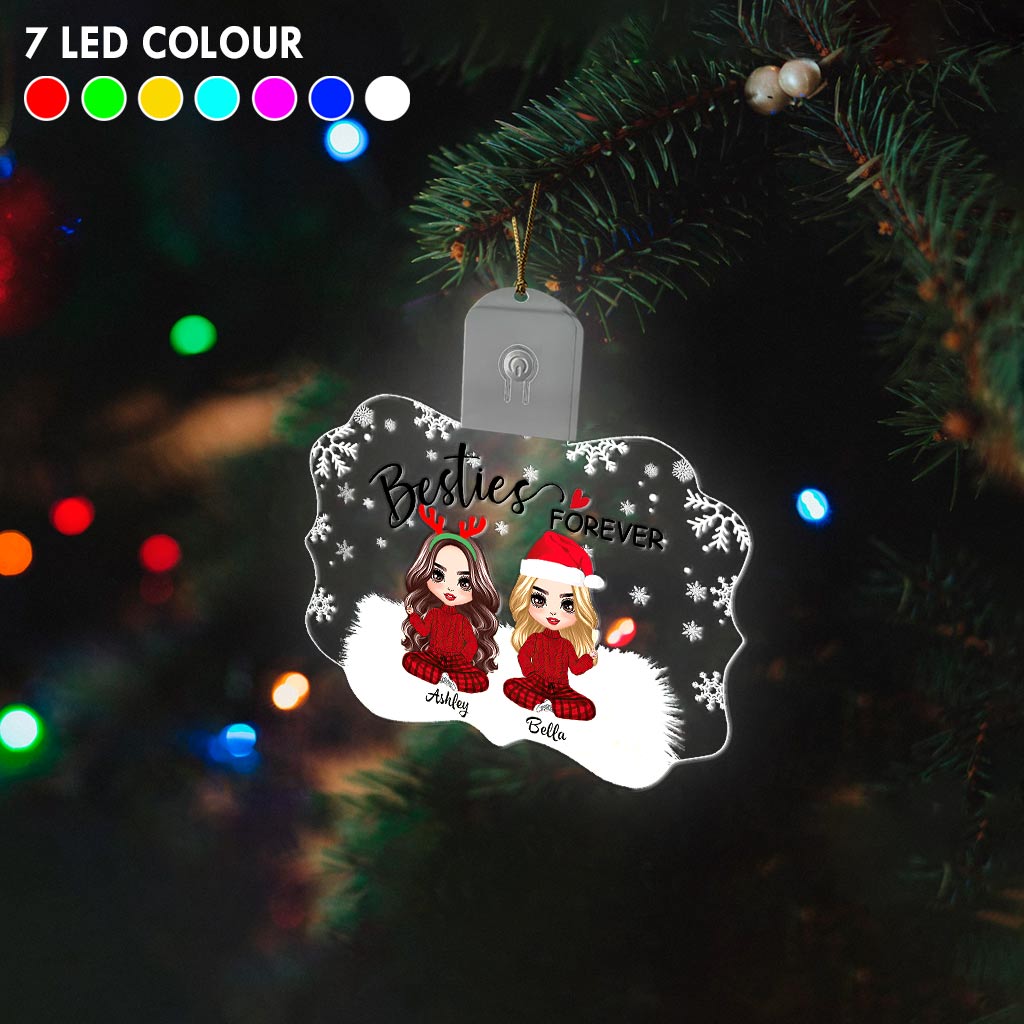 Besties Forever - Personalized Christmas Bestie Shaped Led Acrylic Ornament