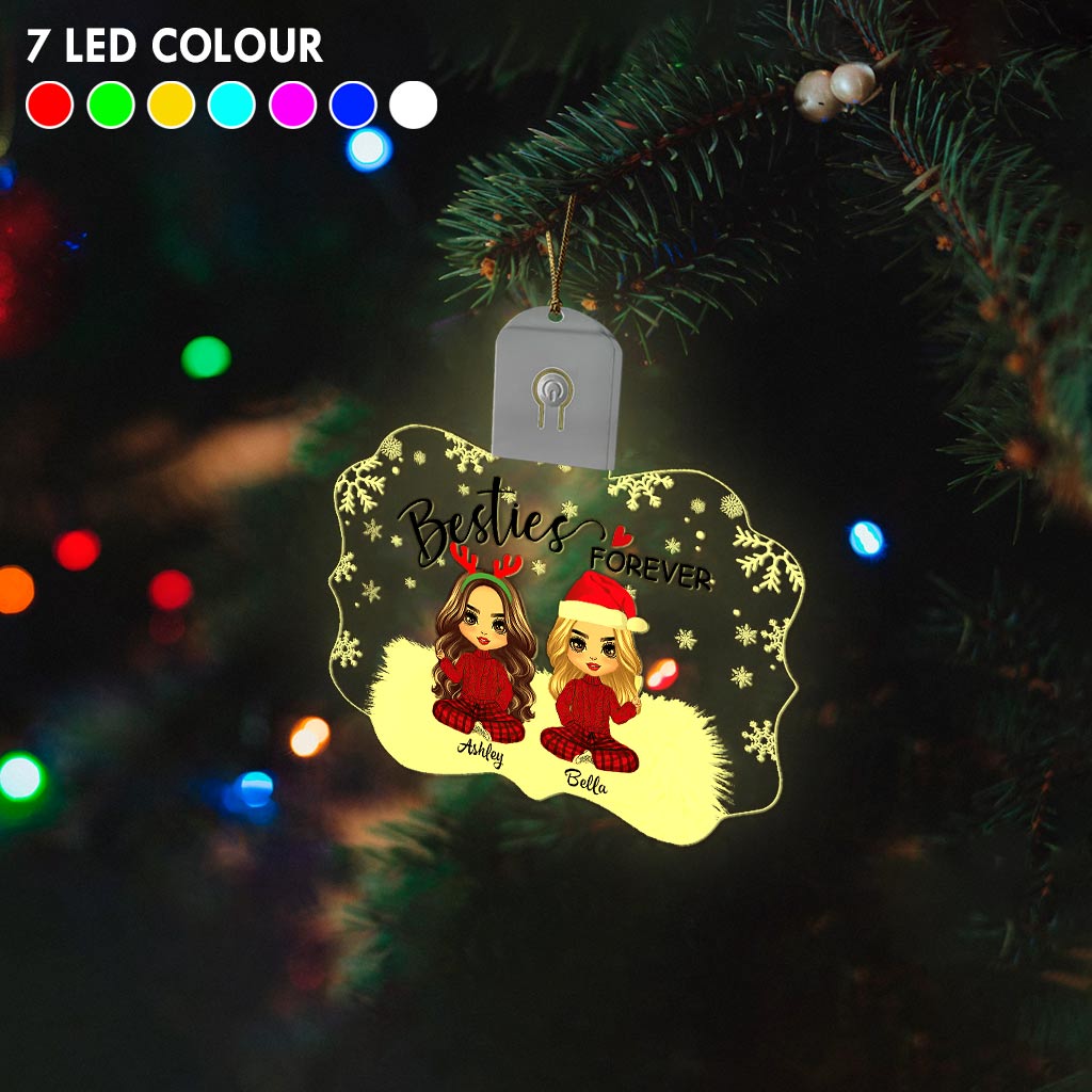 Besties Forever - Personalized Christmas Bestie Shaped Led Acrylic Ornament