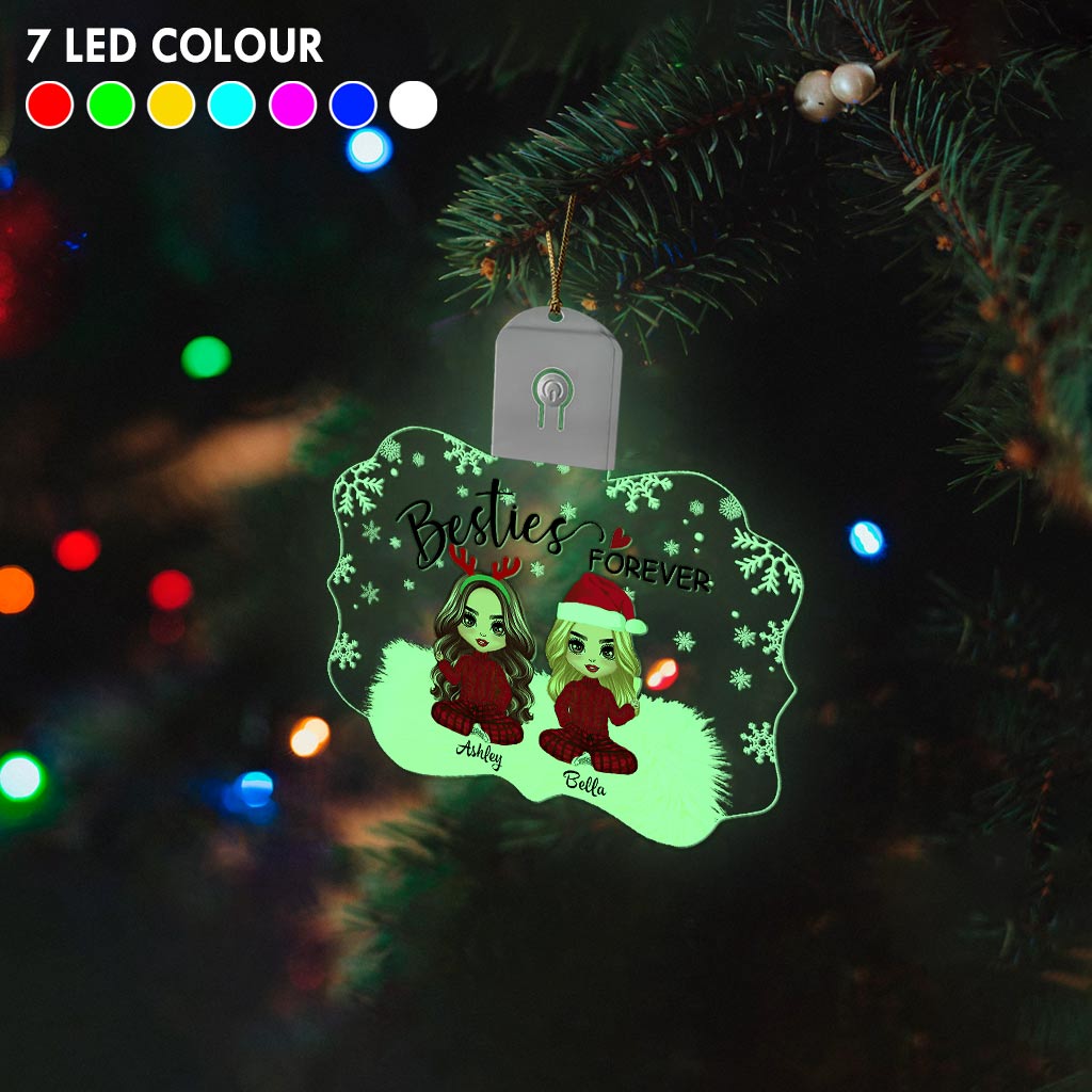 Besties Forever - Personalized Christmas Bestie Shaped Led Acrylic Ornament