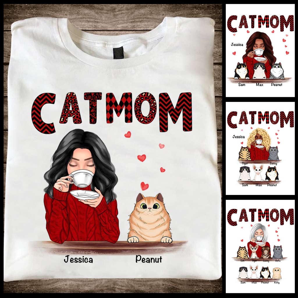 Cat Mom - Personalized Christmas Cat T-shirt and Hoodie