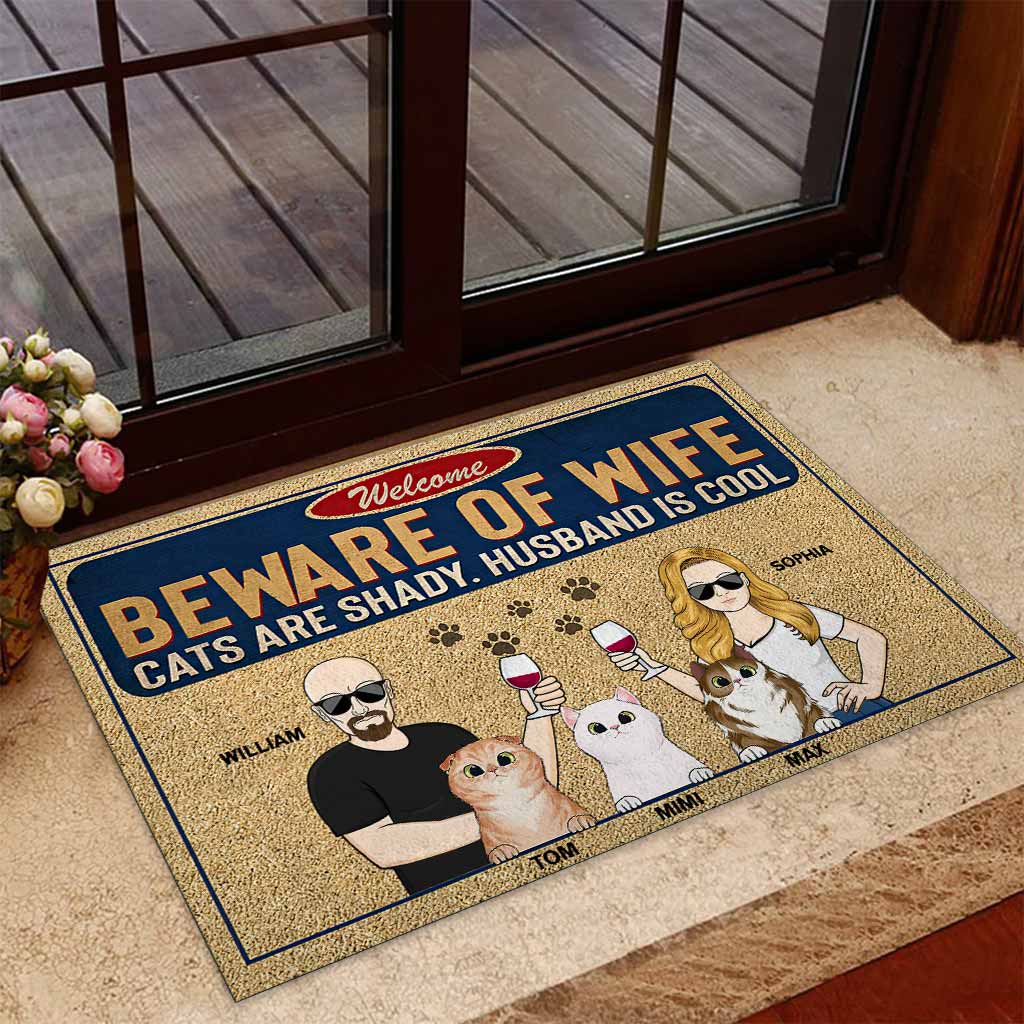 Be Ware Of - Personalized Cat Doormat