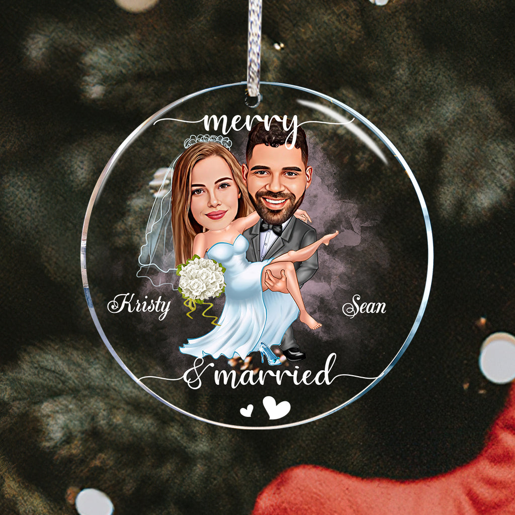 Merry And Married - Personalized Husband And Wife Transparent