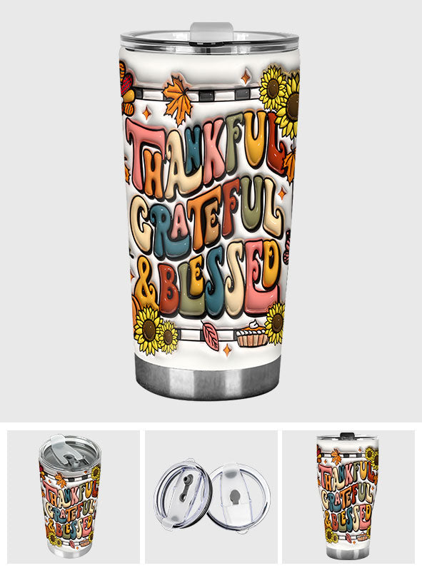 Thankful Grateful Blessed - Thanksgiving Tumbler